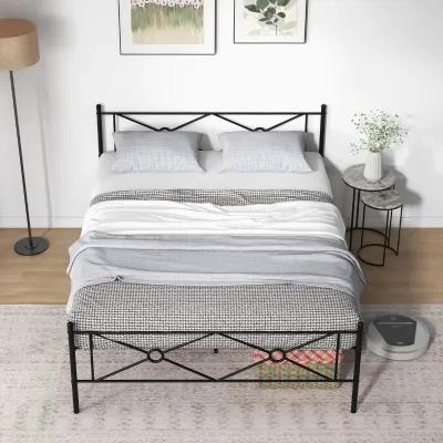 Full/Queen Size Metal Platform Bed Frame with Headboard and Footboard