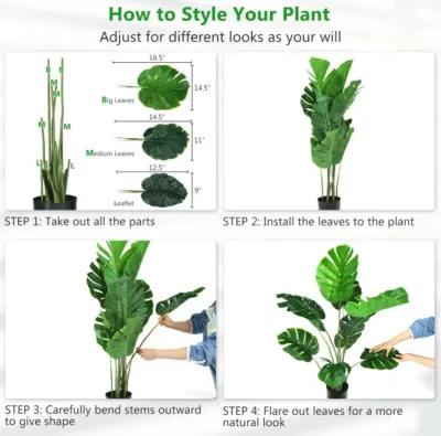 Hivvago 4 Feet Artificial Monstera Deliciosa Tree with 10 Leaves of Different Sizes