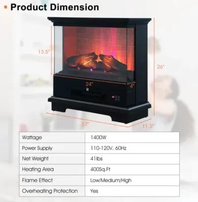 Hivvago 27 Inch Freestanding Electric Fireplace with 3-Level Vivid Flame Thermostat