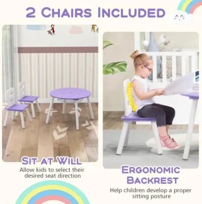 Hivvago Wood Activity Kids Table and Chair Set with Center Mesh Storage