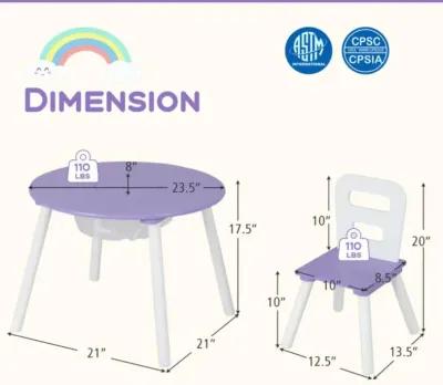 Hivvago Wood Activity Kids Table and Chair Set with Center Mesh Storage