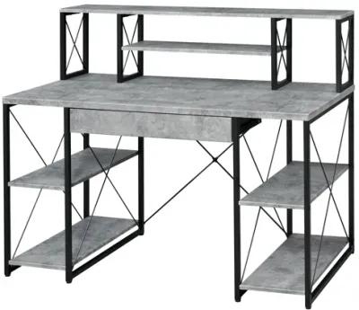 ACME Amiel Writing Desk, Faux Concrete & Black