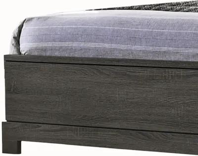 Wooden Queen Size Low Profile Size Bed with Bookcase Headboard