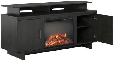 Ameriwood Home Merritt Avenue Electric Fireplace Space Heater TV Console with Storage Cabinets for TVs up to 74"