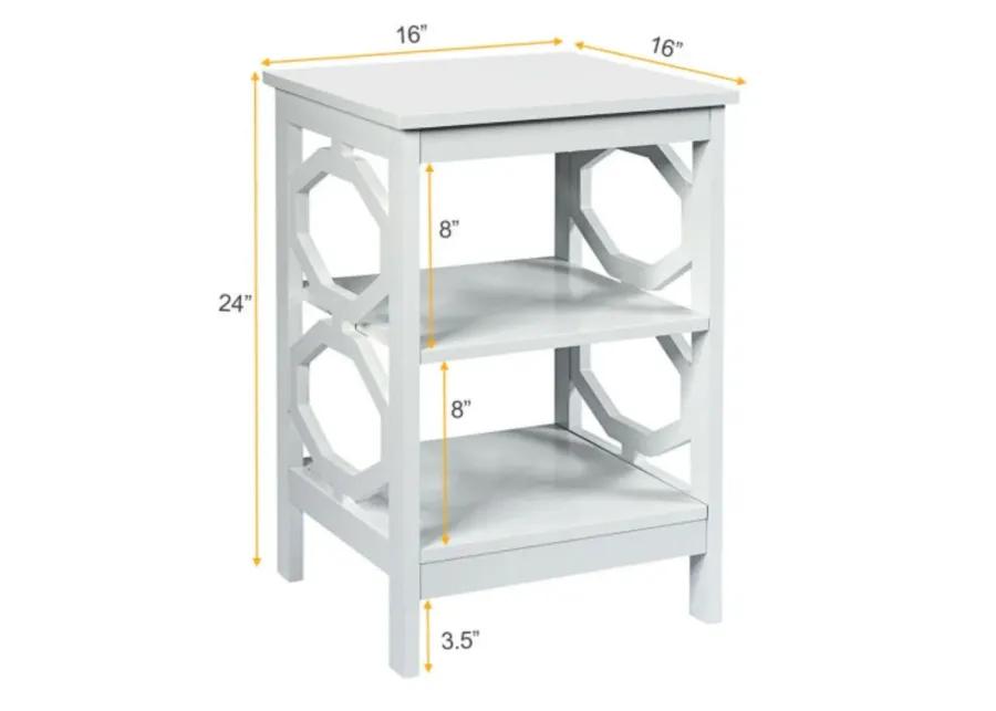 2 Pieces 3-tier Nightstand Sofa Side End Accent Table- White