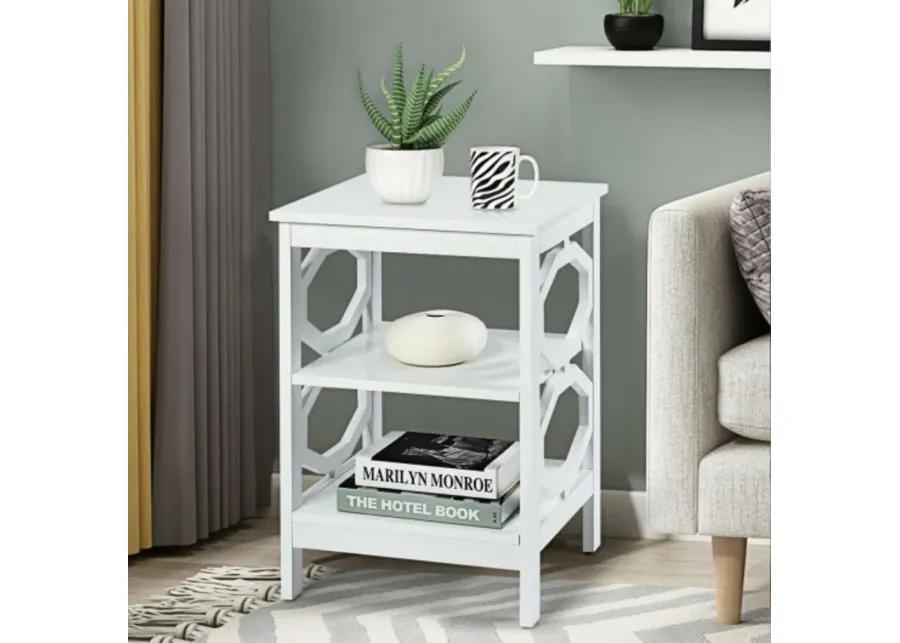 2 Pieces 3-tier Nightstand Sofa Side End Accent Table- White