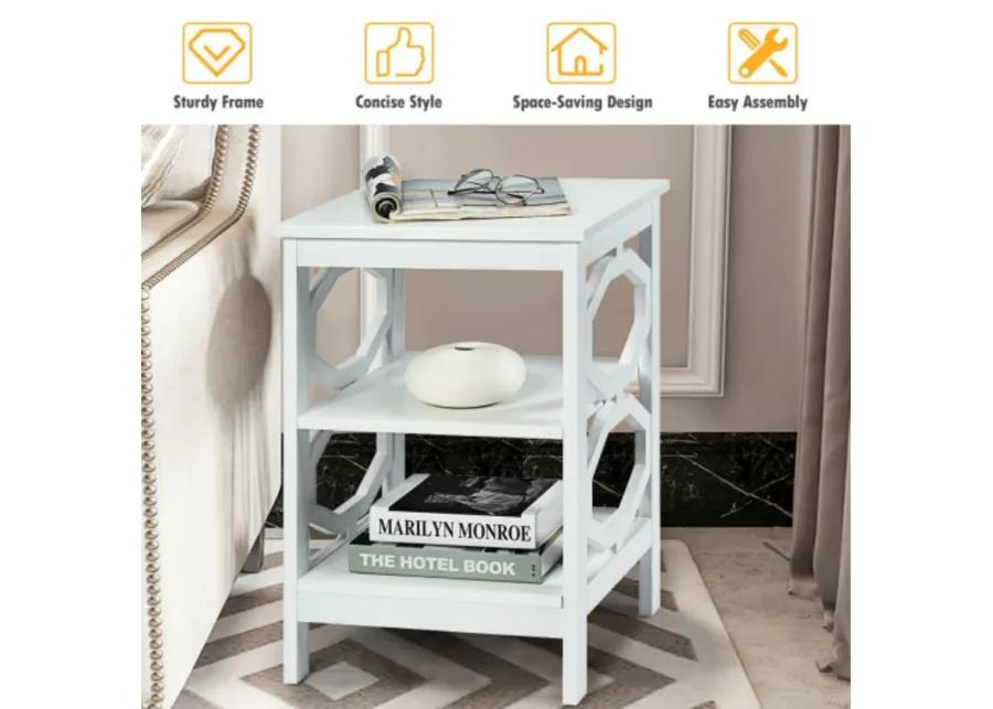 2 Pieces 3-tier Nightstand Sofa Side End Accent Table- White