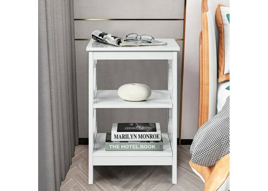 2 Pieces 3-tier Nightstand Sofa Side End Accent Table- White