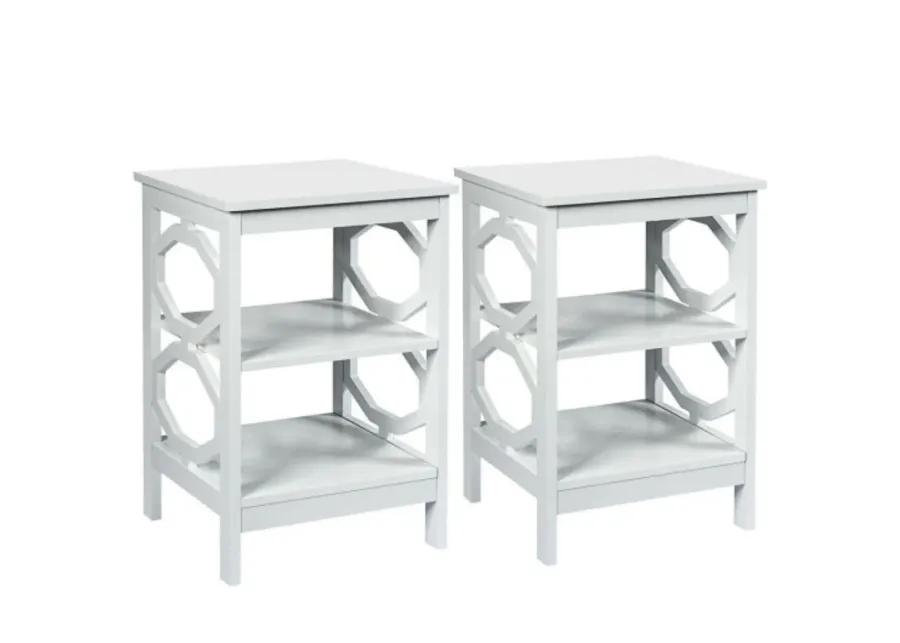 2 Pieces 3-tier Nightstand Sofa Side End Accent Table- White