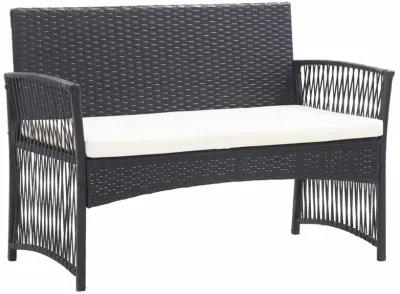 vidaXL 4 Piece Garden Lounge Set with Cushion Poly Rattan Black