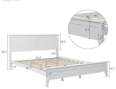 Merax Modern White Solid Wood Platform Bed