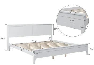 Merax Modern White Solid Wood Platform Bed