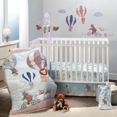 Bedtime Originals Up Up & Away Hot Air Balloon Animals Fitted Crib Sheet - Blue