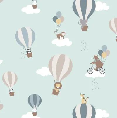 Bedtime Originals Up Up & Away Hot Air Balloon Animals Fitted Crib Sheet - Blue