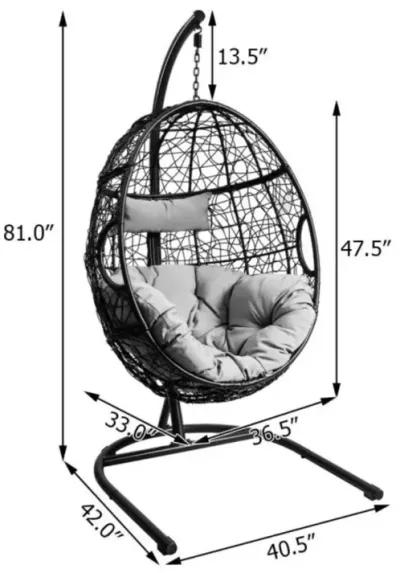 Hivvago Hanging Cushioned Hammock Chair with Stand -Gray