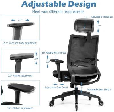 Costway Office Chair Adjustable Mesh Computer Chair with Sliding Seat & Lumbar Support