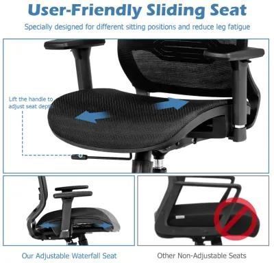 Costway Office Chair Adjustable Mesh Computer Chair with Sliding Seat & Lumbar Support