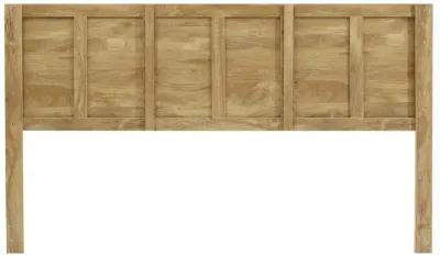 LuxenHome Oak Finish Manufactured Wood with Natural Rattan Panels Headboard, King