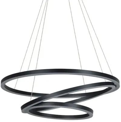 VONN Lighting Integrated LED Chandelier Height Adjustable Circular Pendant Light in Black