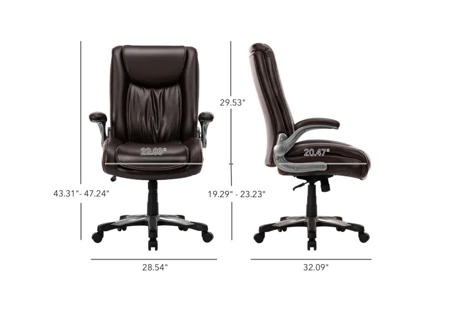 Executive Office Chair 400lbs, Big and Tall Home Office Chair with Space-Saving Flip-Up Arms