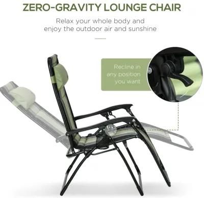 Green Outdoor Recliner: Zero Gravity Chair with Cup Holder