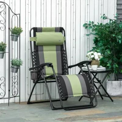 Green Outdoor Recliner: Zero Gravity Chair with Cup Holder