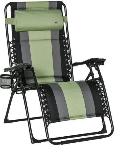 Green Outdoor Recliner: Zero Gravity Chair with Cup Holder