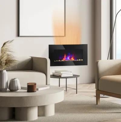 Recessed Fireplace Heater with Realistic LED Flames and Overheat Protection