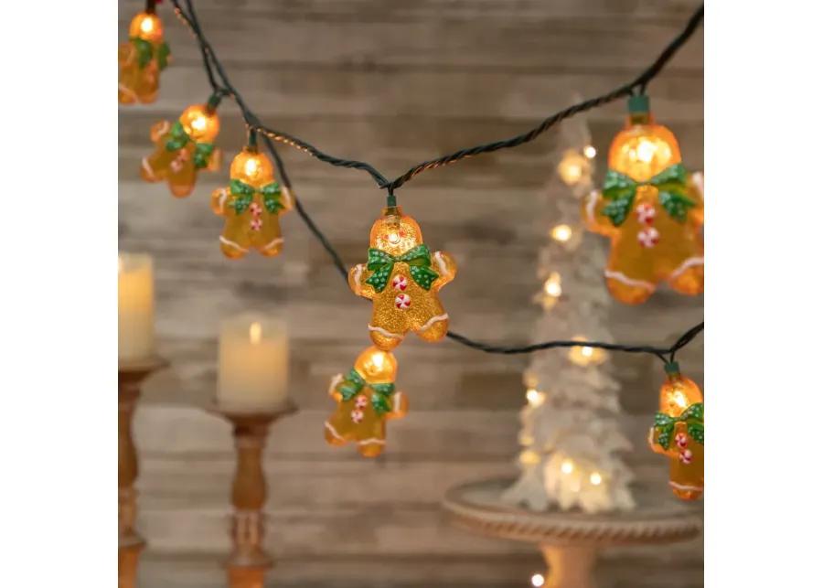 10ct Gingerbread Man Christmas Lights  Clear Lights  Green Wire