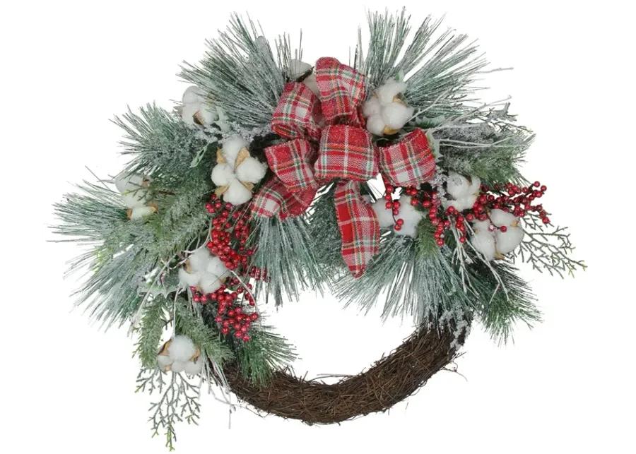 Holly Berry Red and Green Artificial Christmas Wreath - 24-Inch  Unlit