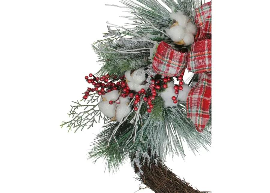 Holly Berry Red and Green Artificial Christmas Wreath - 24-Inch  Unlit