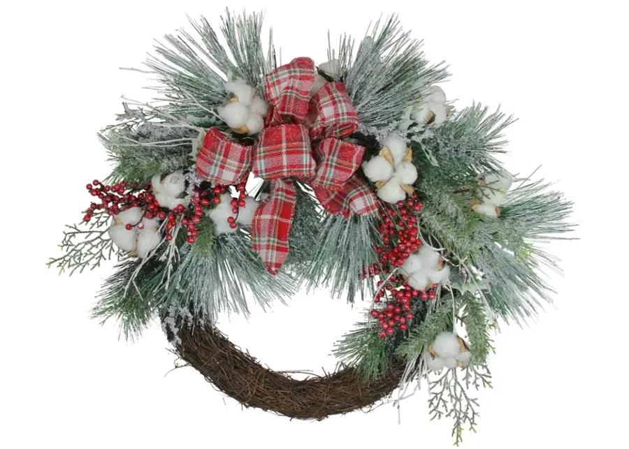 Holly Berry Red and Green Artificial Christmas Wreath - 24-Inch  Unlit