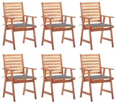 vidaXL Outdoor Dining Chairs 6 pcs with Cushions Solid Acacia Wood