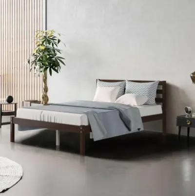 Hivvago Modern Bed Frame with Wooden Headboard and Plywood Slat Support