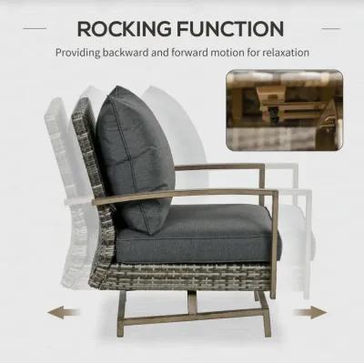 Outdoor Conversation Set: 4-Piece Patio Furniture with Rocking Chair & Loveseat