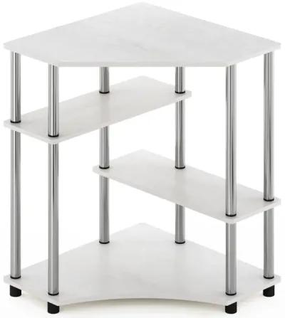 Furinno Furinno Turn-N-Tube Space Saving Corner Desk with Shelves, White Oak, Stainless Steel Tubes