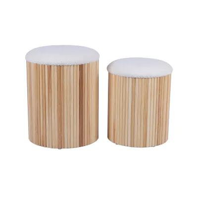 Sagano White Nesting Storage Ottomans - Set of 2