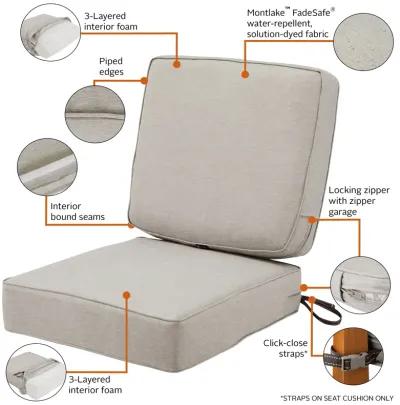 Classic Accessories Montlake FadeSafe Patio Seat & Back Cushion Combo, 25"W x 25"D x 5" x25"W x 22"H x 4", Heather Grey