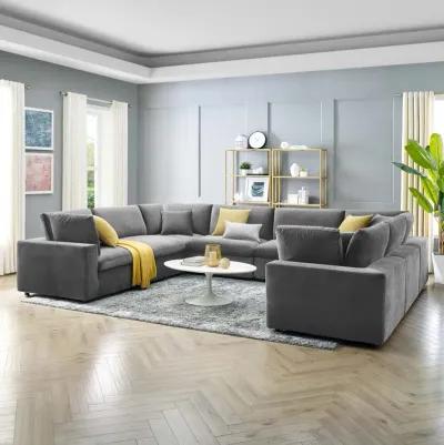 Commix Down Filled Overstuffed Performance Velvet 8-Piece Sectional Sofa