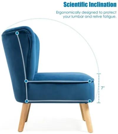 Hivvago Modern Armless Velvet Accent Chair with Wood Legs