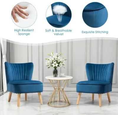 Hivvago Modern Armless Velvet Accent Chair with Wood Legs