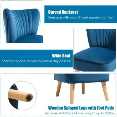 Hivvago Modern Armless Velvet Accent Chair with Wood Legs