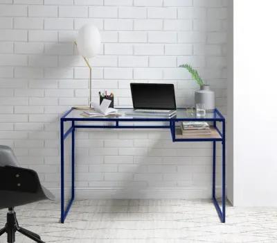 ACME Yasin Writing Desk, Blue & Glass