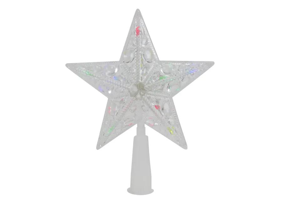 7.5" Pre-Lit Clear Jeweled Star Battery Operated Christmas Tree Topper - Multicolor Lights