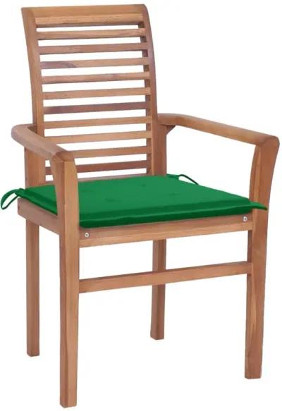 vidaXL Dining Chairs 8 pcs with Green Cushions Solid Teak Wood