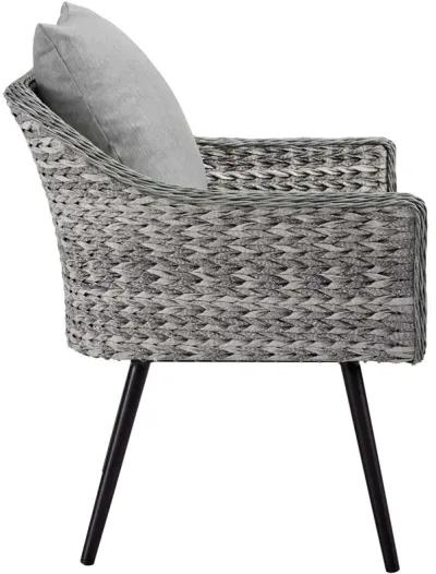 Modway - Endeavor 5 Piece Outdoor Patio Wicker Rattan Loveseat Armchair Coffee + Side Table Set Gray Gray