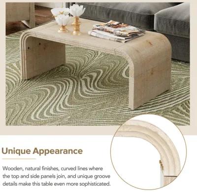 Merax Minimalist Coffee Table with Curved Edge