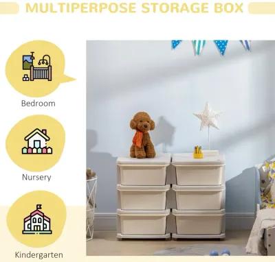 Cream Toy Storage: Kids' 3-Tier Organizer with 6 Drawers