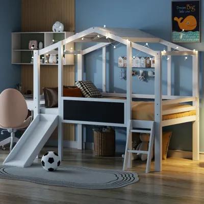 Merax Loft Bed with Ladder and Slide