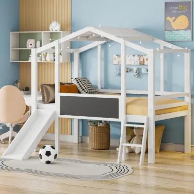 Merax Loft Bed with Ladder and Slide